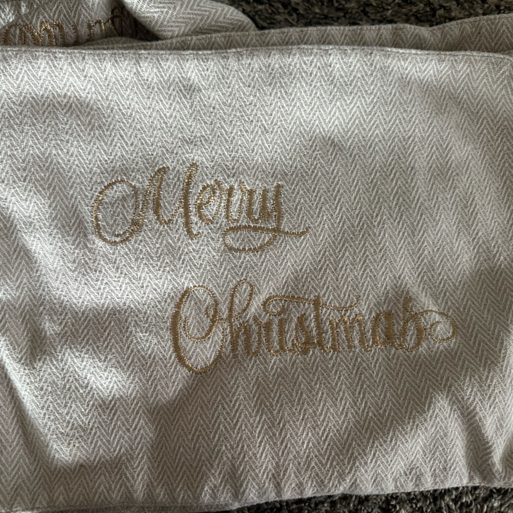 Herringbone cream and gold Merry Christmas place mats